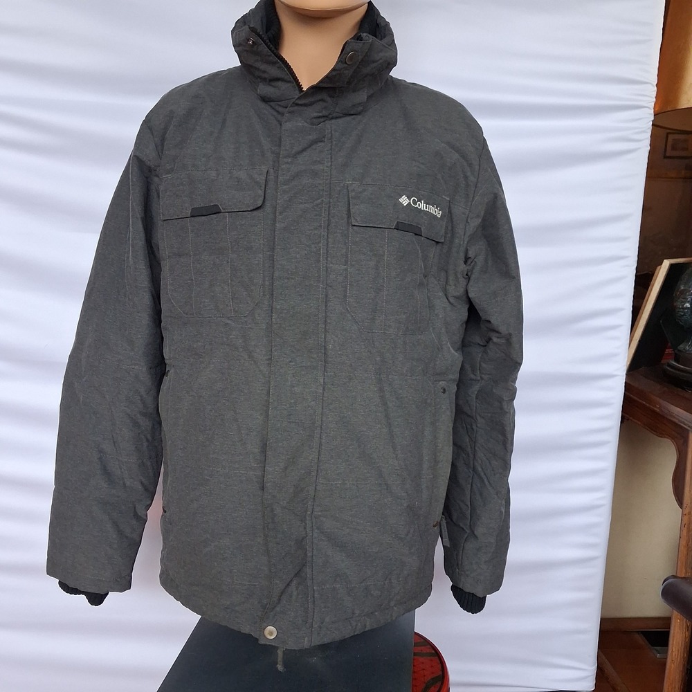 Columbia Mens Insulated Winter Jacket Charcoal Gray Heather Full Zip Puffer L
